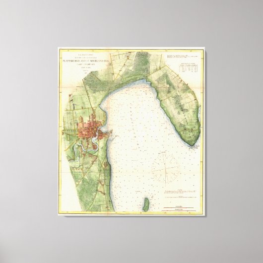 kaart van Plattsburgh New York (1872) Canvas Afdruk (Voorkant)