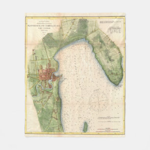  kaart van Plattsburgh New York (1872) Fleece Deken