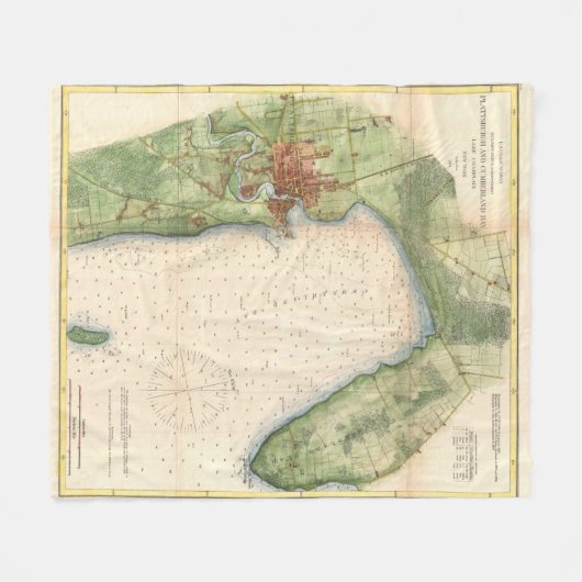  kaart van Plattsburgh New York (1872) Fleece Deken (Voorkant (Horizontaal))