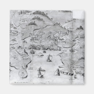 Kaart van Plymouth, c.1539 Magneet