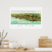 Kaart van Plymouth, MA in 1910 Poster (Keuken)