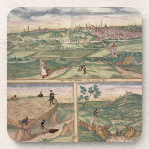 Kaart van Poitiers, van "Civitates Orbis Terrarum" Drankjes Onderzetter