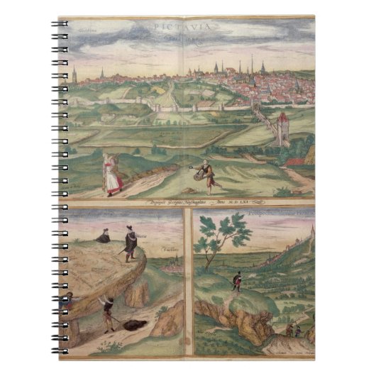 Kaart van Poitiers, van "Civitates Orbis Terrarum" Notitieboek (Voorkant)