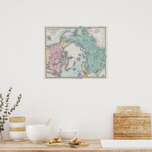 Kaart van Polaire Zeeen Poster (Keuken)