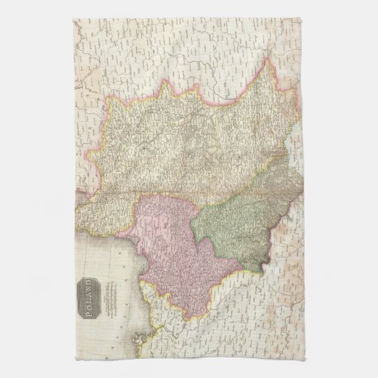 kaart van Polen (1818) Theedoek (Verticaal)