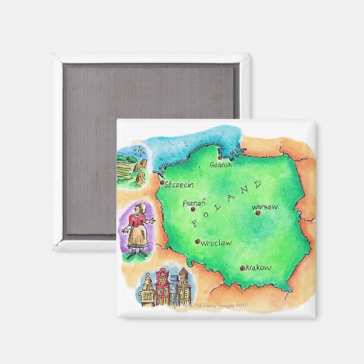 Kaart van Polen Magneet (Voorkant / Achterkant)