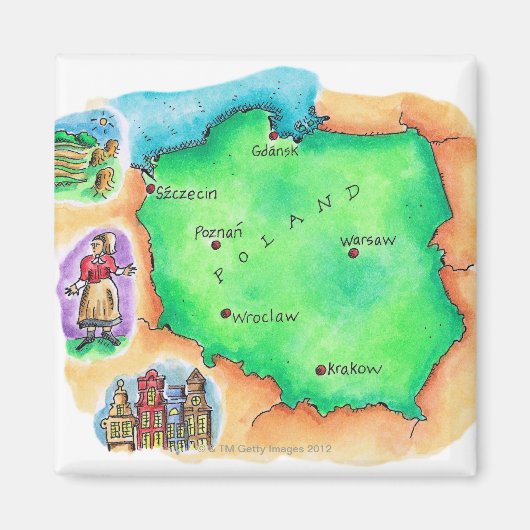 Kaart van Polen Magneet (Voorkant)