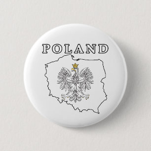 kaart van Polen met Eagle Ronde Button 5,7 Cm