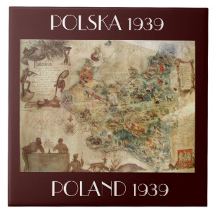 KAART VAN POLEN / POLSKA TILE c.1939 Tegeltje