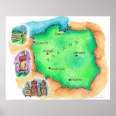 Kaart van Polen Poster (Voorkant)