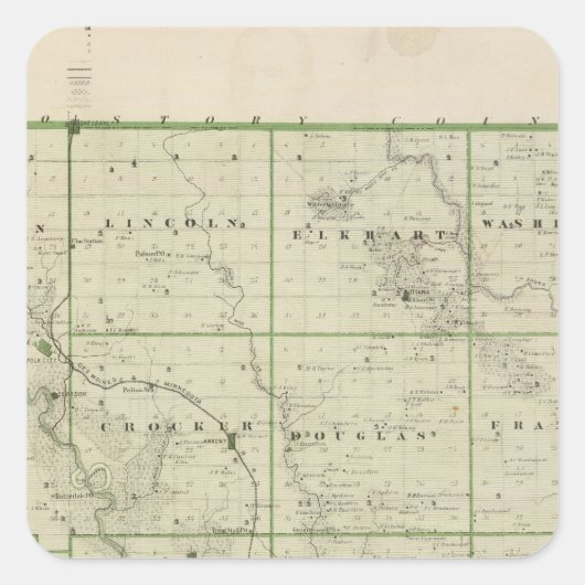 Kaart van Polk County, staat Iowa Vierkante Sticker (Voorkant)