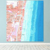  kaart van Pompano Beach Florida (1962) Canvas Afdruk (Insitu (Houten vloer))