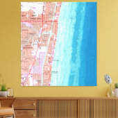  kaart van Pompano Beach Florida (1962) Canvas Afdruk (Insitu (Woonkamer))