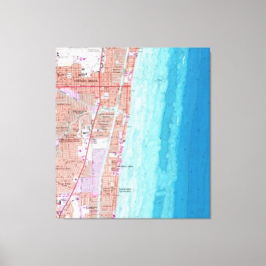  kaart van Pompano Beach Florida (1962) Canvas Afdruk (Voorkant)
