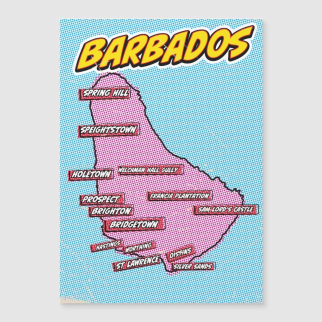 Kaart van pop Art Illustrated Barbados (Voorkant)