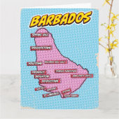 Kaart van pop Art Illustrated Barbados (Gele Bloem)