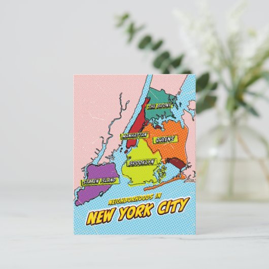 Kaart van pop Art Illustrated New York City (Staand voorkant)