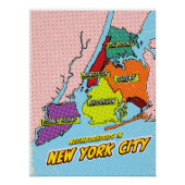 Kaart van pop Art Illustrated New York City Perfect Poster (Voorkant)