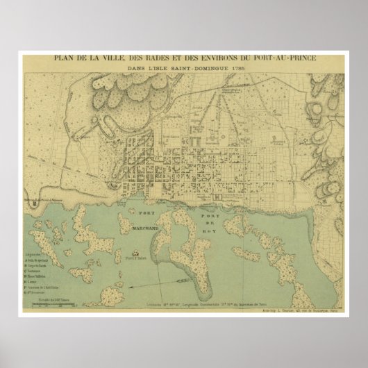 kaart van Port Au Prince Haiti (1899) Poster (Voorkant)