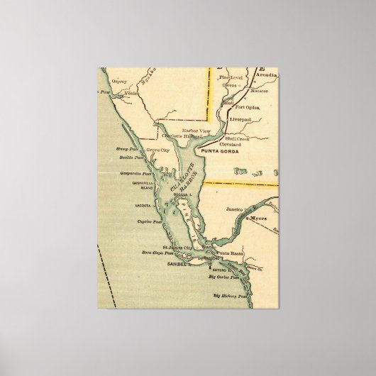  kaart van Port Charlotte Florida (1896) Canvas Afdruk (Voorkant)