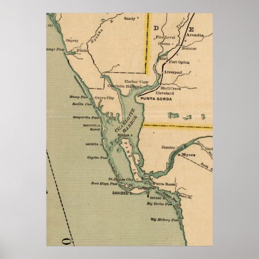  kaart van Port Charlotte Florida (1896) Poster (Voorkant)