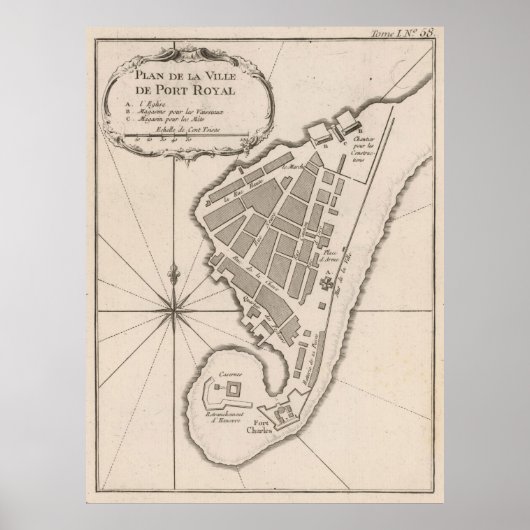  kaart van Port Royal Jamaica (1764) Poster (Voorkant)