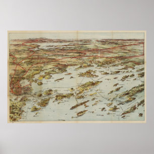 kaart van Portland Maine (1906) Poster