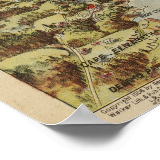  kaart van Portland Maine (1906) Poster (Hoek)