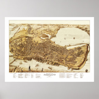 Kaart van Portland Maine in 1876 Poster