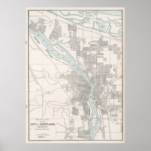  kaart van Portland Oregon (1901) Poster