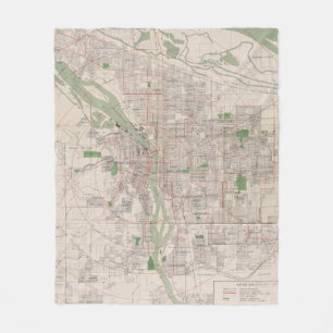 kaart van Portland Oregon (1912) Fleece Deken