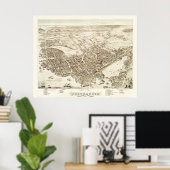 Kaart van Portsmouth, New Hampshire in Poster 1877 (Thuiskantoor)