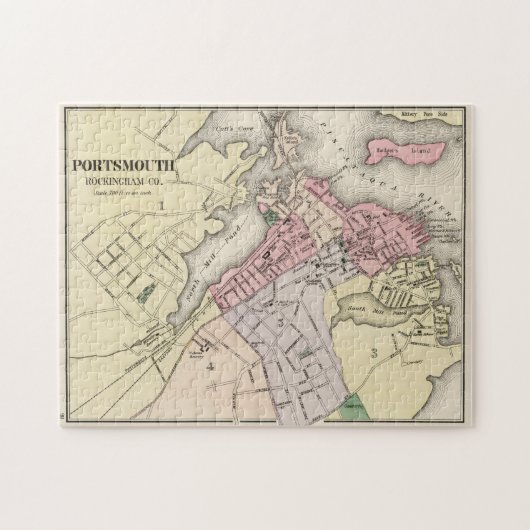  kaart van Portsmouth NH (1877) Legpuzzel (Horizontaal)