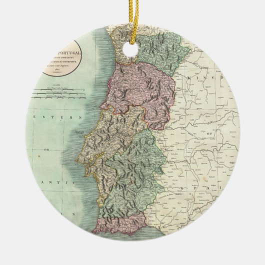  kaart van Portugal (1801) Keramisch Ornament (Voorkant)