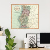  kaart van Portugal (1801) Poster (Thuiskantoor)