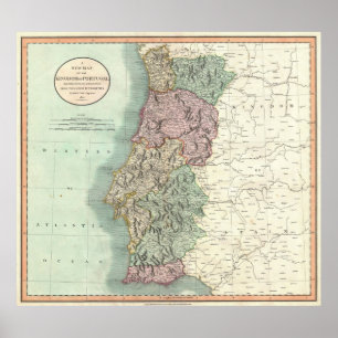 kaart van Portugal (1801) Poster