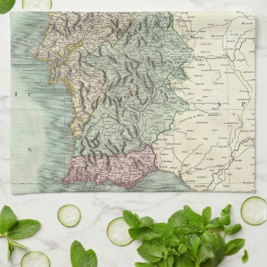  kaart van Portugal (1801) Theedoek (Gevouwen)