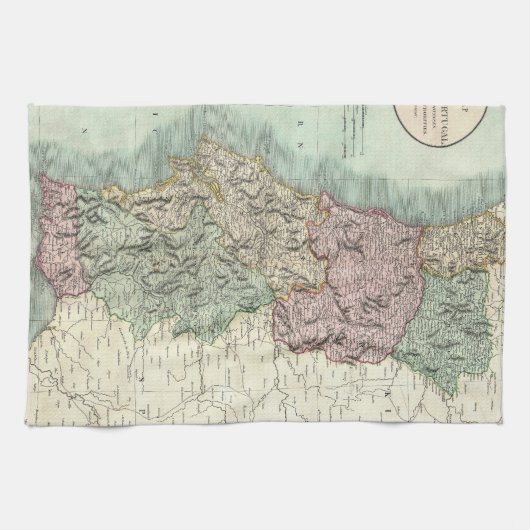  kaart van Portugal (1801) Theedoek (Horizontaal)