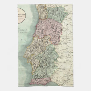  kaart van Portugal (1801) Theedoek