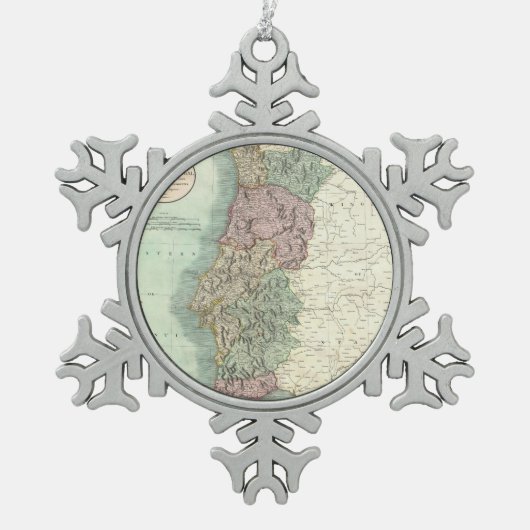 kaart van Portugal (1801) Tin Sneeuwvlok Ornament (Voorkant)