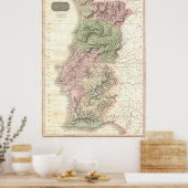  kaart van Portugal (1818) Poster (Keuken)