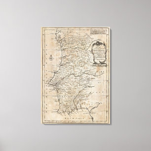 Kaart van Portugal Canvas Afdruk