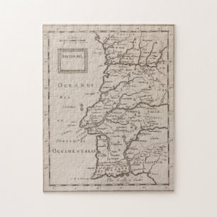 kaart van Portugal (jaren 1680) Legpuzzel