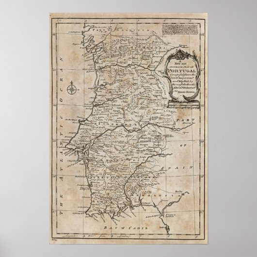 Kaart van Portugal Poster (Voorkant)