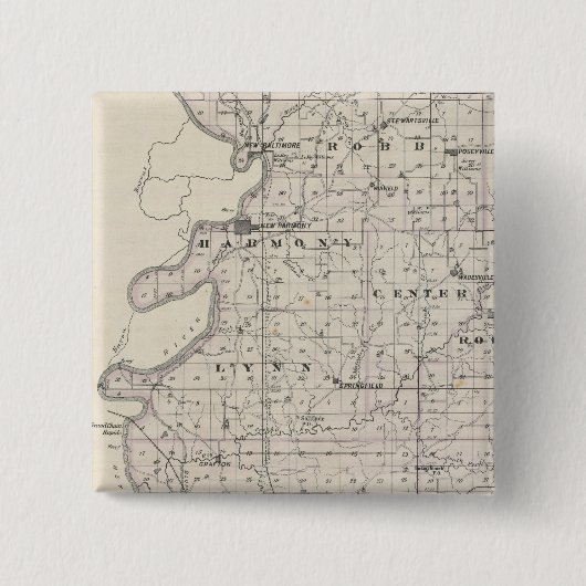 Kaart van Posey County Vierkante Button 5,1 Cm (Voorkant)