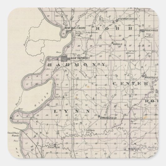 Kaart van Posey County Vierkante Sticker (Voorkant)