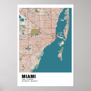 Kaart van Poster - Miami  Kaart