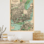 kaart van Potsdam Duitsland (1898) Poster (Keuken)