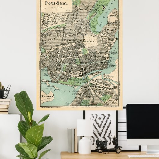  kaart van Potsdam Duitsland (1898) Poster (Thuiskantoor)