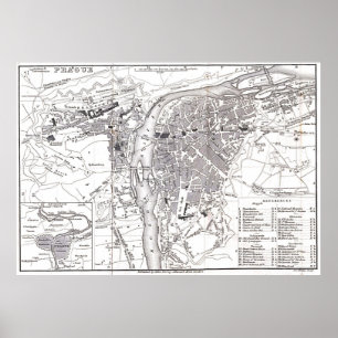 kaart van Praag (1858) Poster